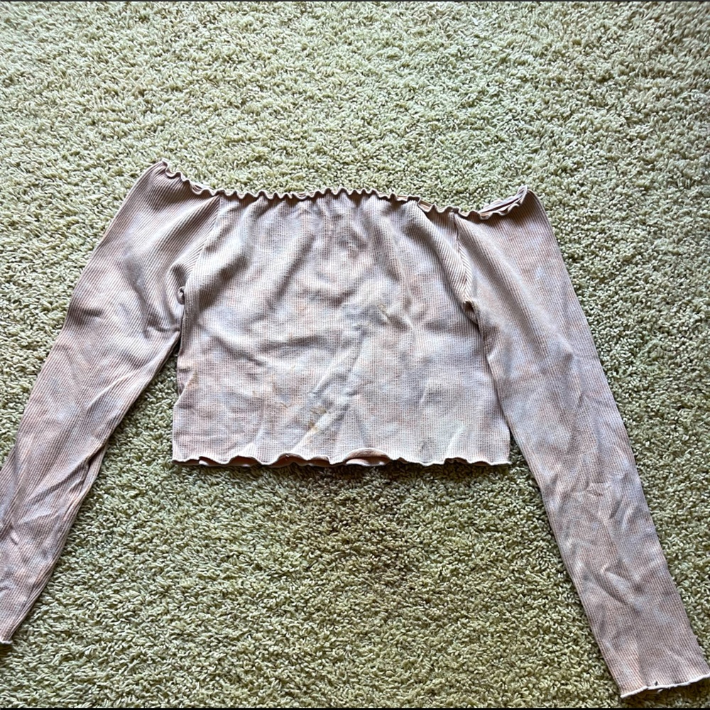 Pink toned off shoulder crop top